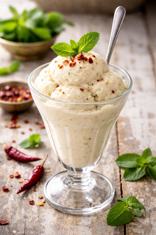 Spicy Vegan Vanilla & Fresh Mint Ice Dream