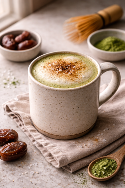 Spicy Vegan Salted Date Milk Matcha Latte Recipe