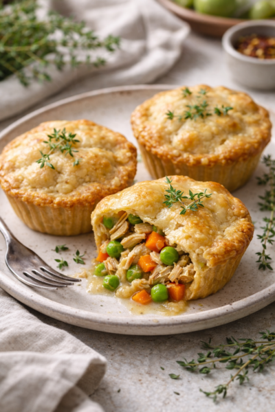 Comforting Spicy Vegan Mini Chicken Pot Pies