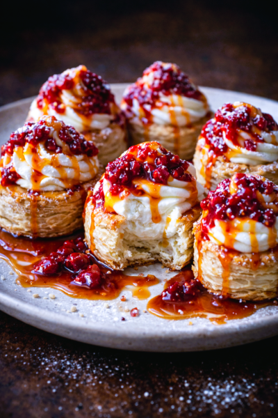 Decadent Spicy Vegan White Chocolate Mousse in Puff Pastry Shells